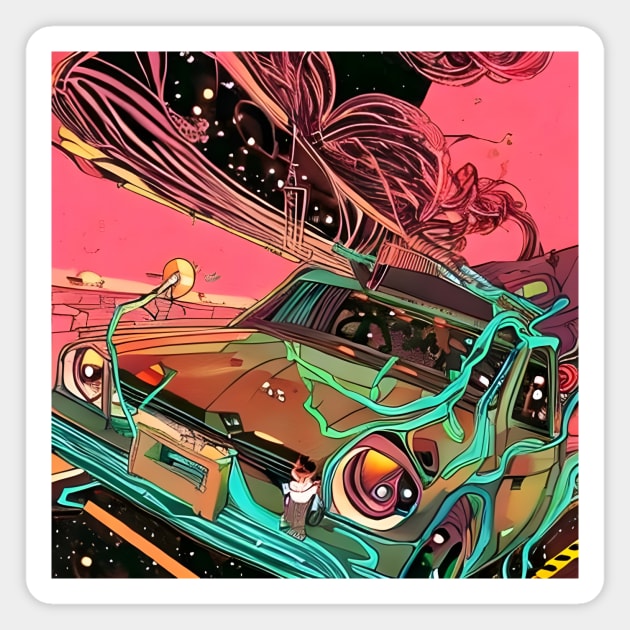 Cartoon 70s Car Heritage Magnet by animegirlnft